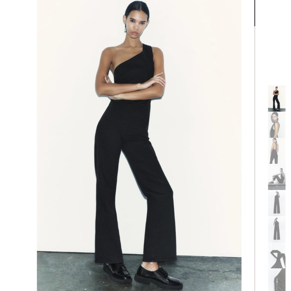 NWT ZARA ASYMMETRIC JUMPSUIT BLACK